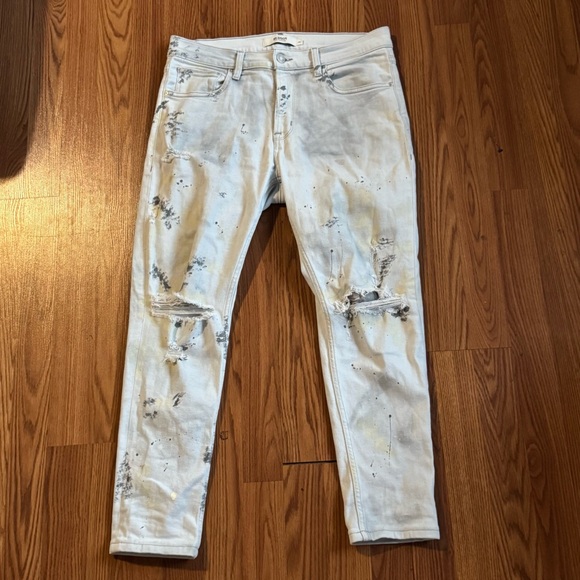 Hudson Zack Men's Distressed White Paint splatter Jeans Size 34